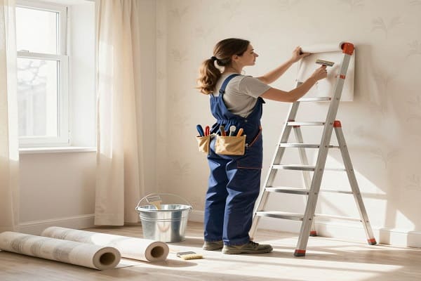 Поклейка велюровых обоев на стены и потолок